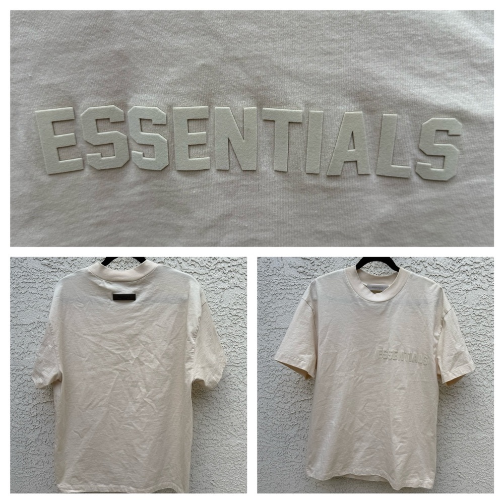 Fear of God Essentials Cream Logo T-Shirt Size M